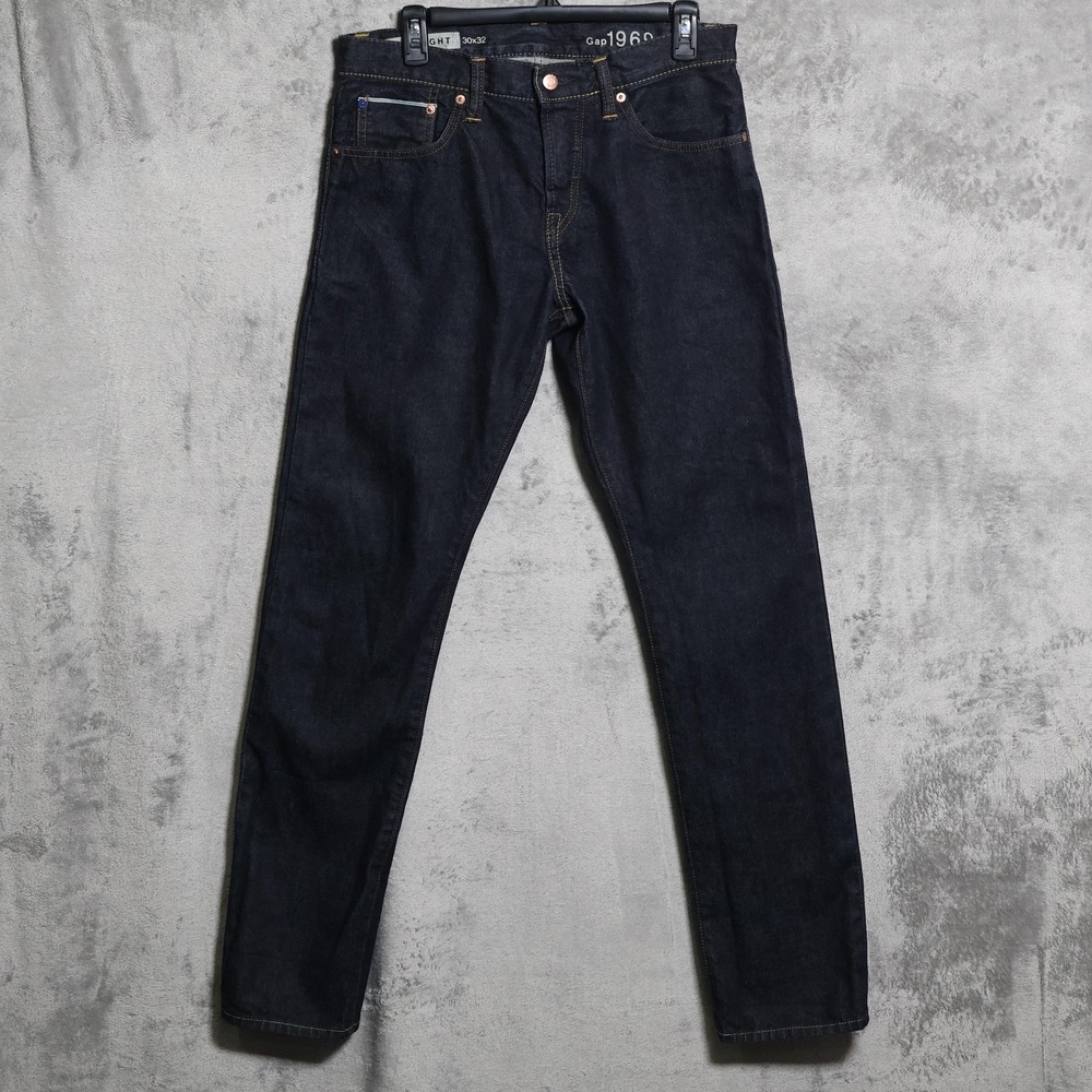 Gap 1969 Jeans Mens 32x33 Blue Selvedge Raw Straight Ringspun Denim Button Fly